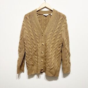 Vince Women's Wool Cashmere Oversized Twisted Cable Knit Button Front Cardigan